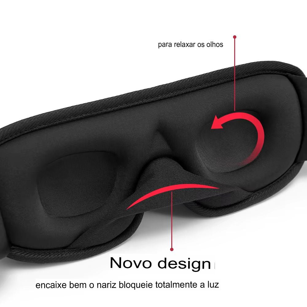 Máscara para Dormir 3D Acolchoada e Macia – Bloqueio de Luz