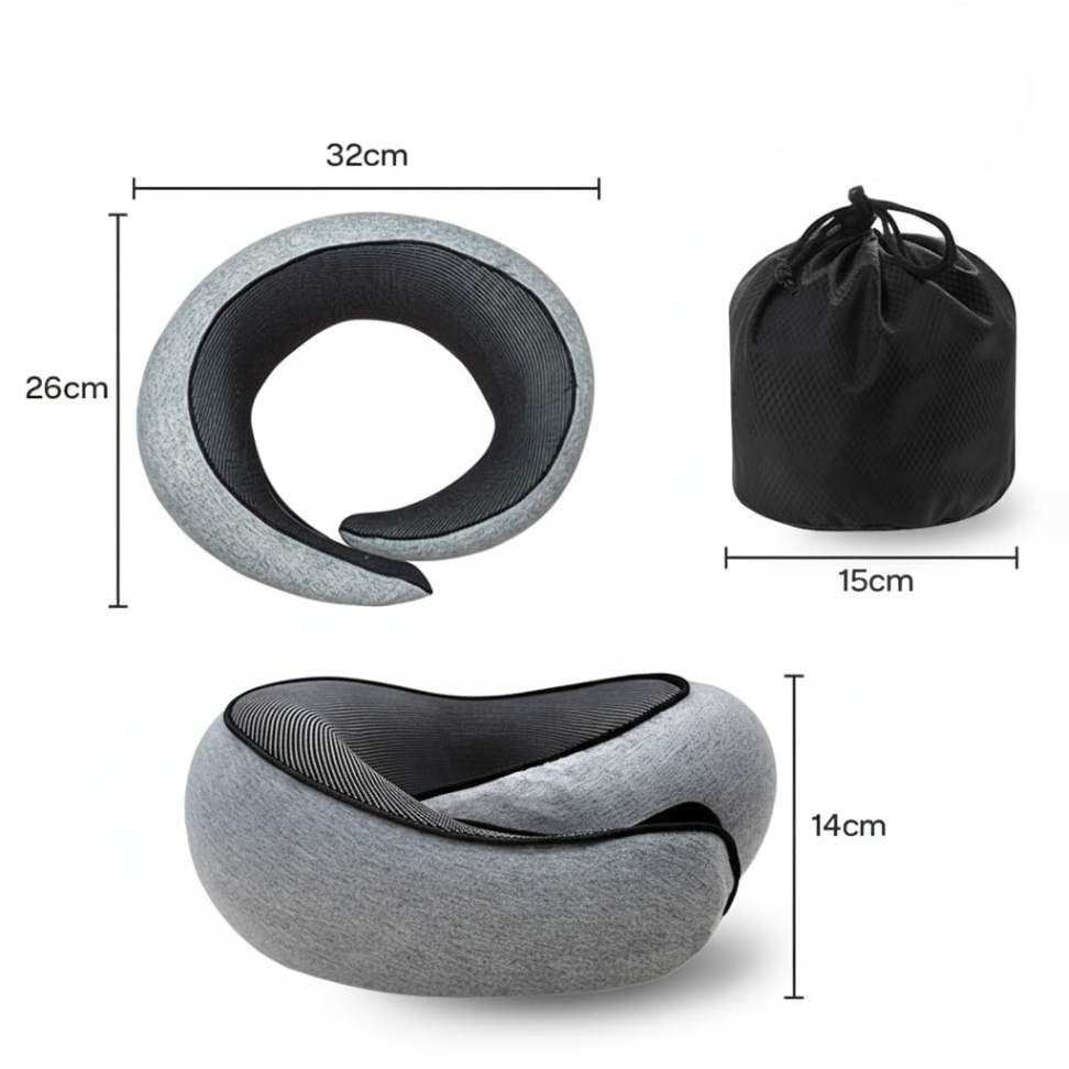 ViajaLeve – Travesseiro de Pescoço com Espuma de Memória