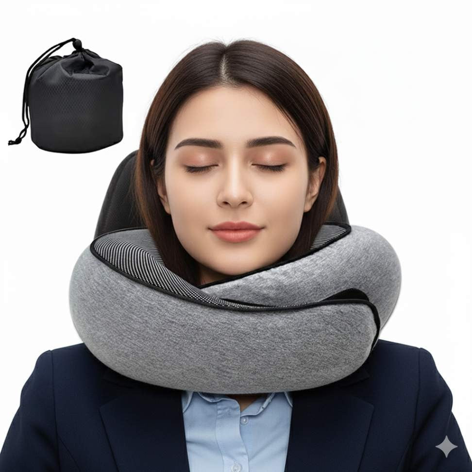 ViajaLeve – Travesseiro de Pescoço com Espuma de Memória