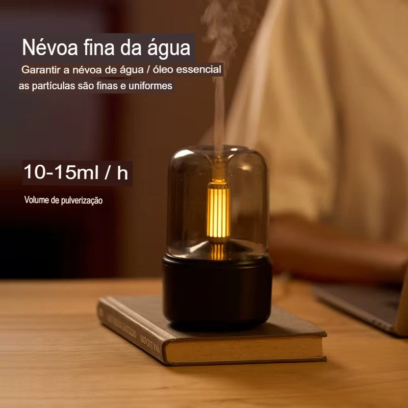 Umidificador de Ar 120ml com Luz Noturna – Difusor de Aromas e Óleo Essencial