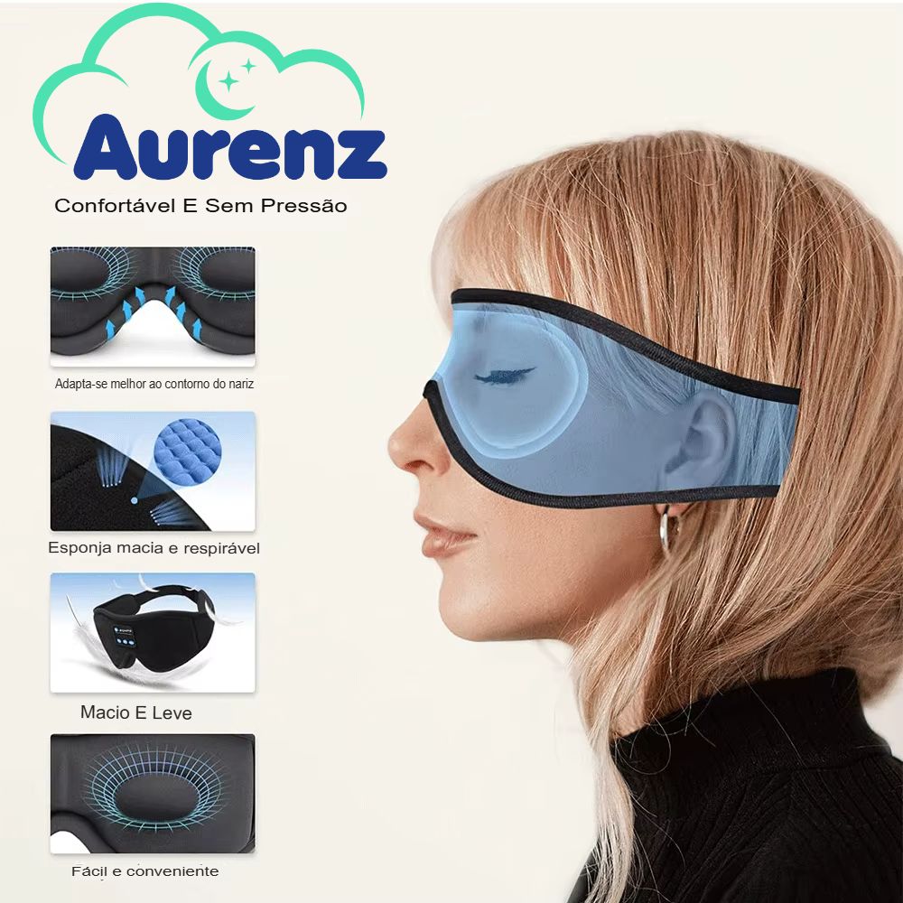 Máscara Sleep Mask com Auscultadores HD Bluetooth Integrados